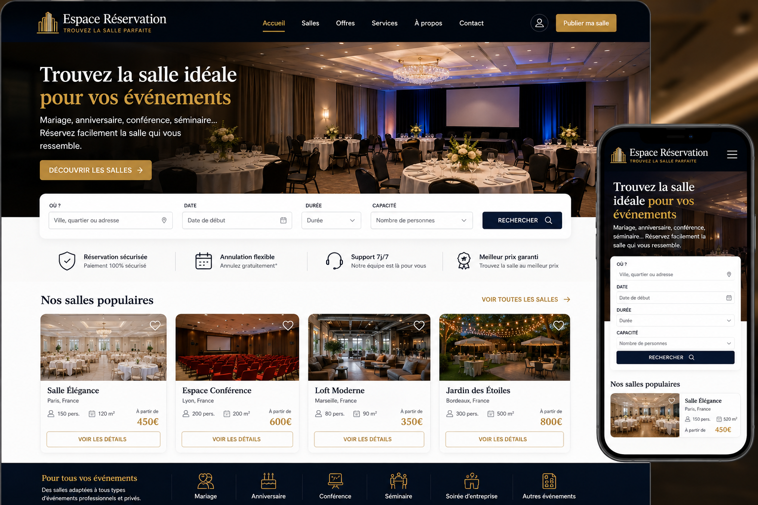 Création d’un site de réservation de salles