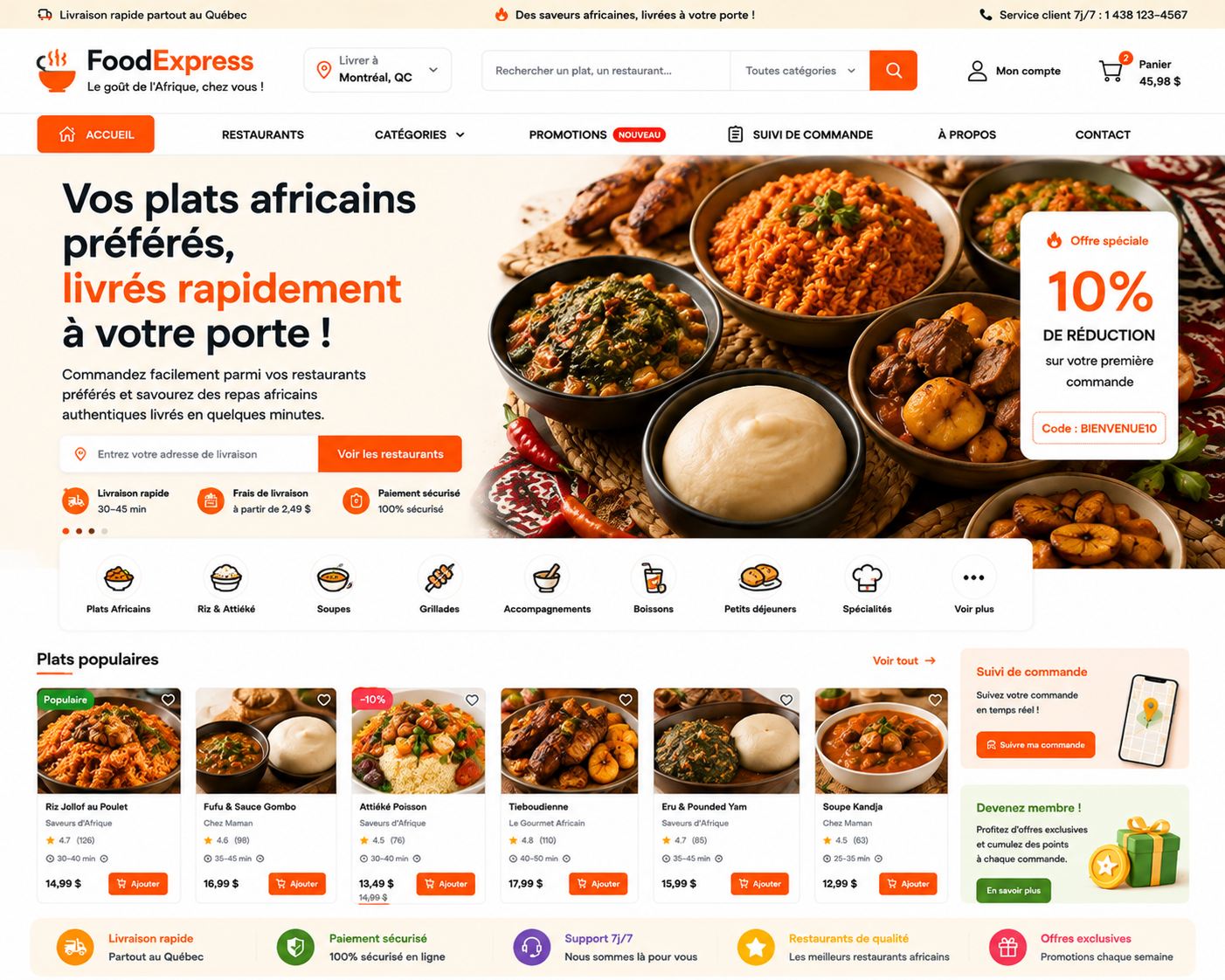 Création d’un site de commande de nourriture