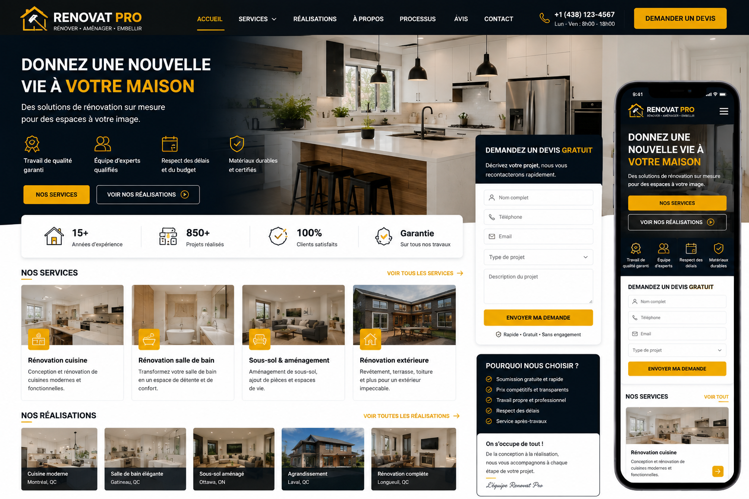 Création d’un site pour entreprise de rénovation