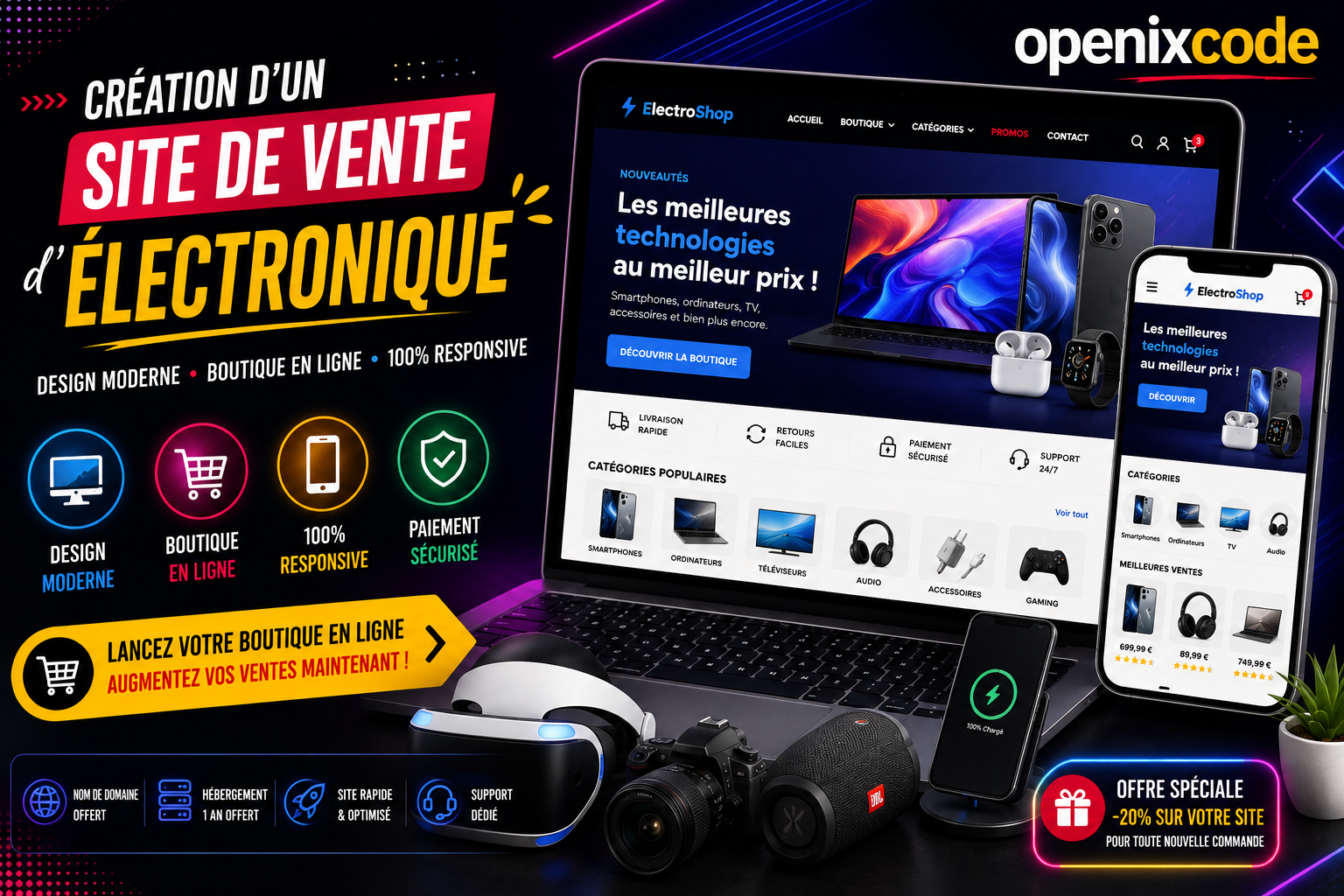 Création d’un site de vente d’électronique