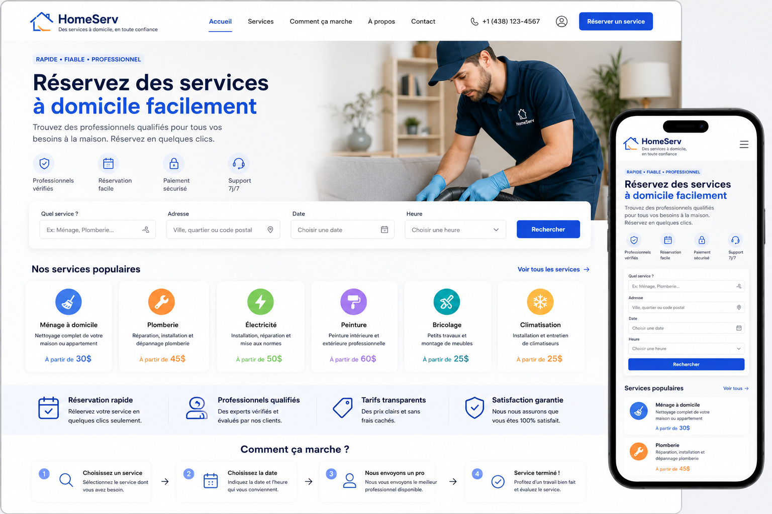 Création d’un site de réservation pour services à domicile