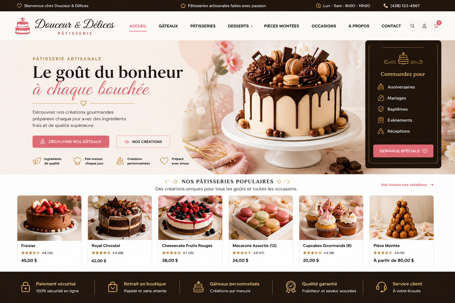 Création d’un site pour pâtisserie