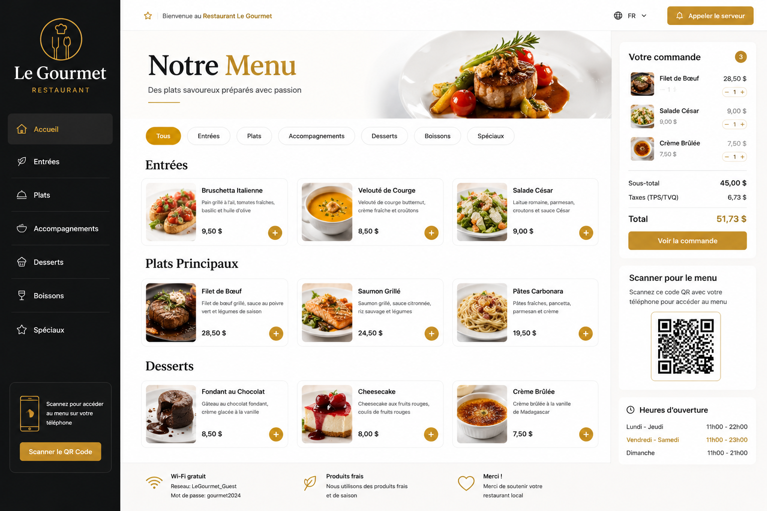 Création d’un site de menu numérique