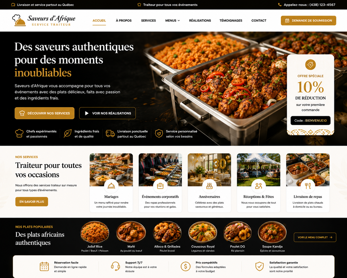 Création d’un site pour service traiteur