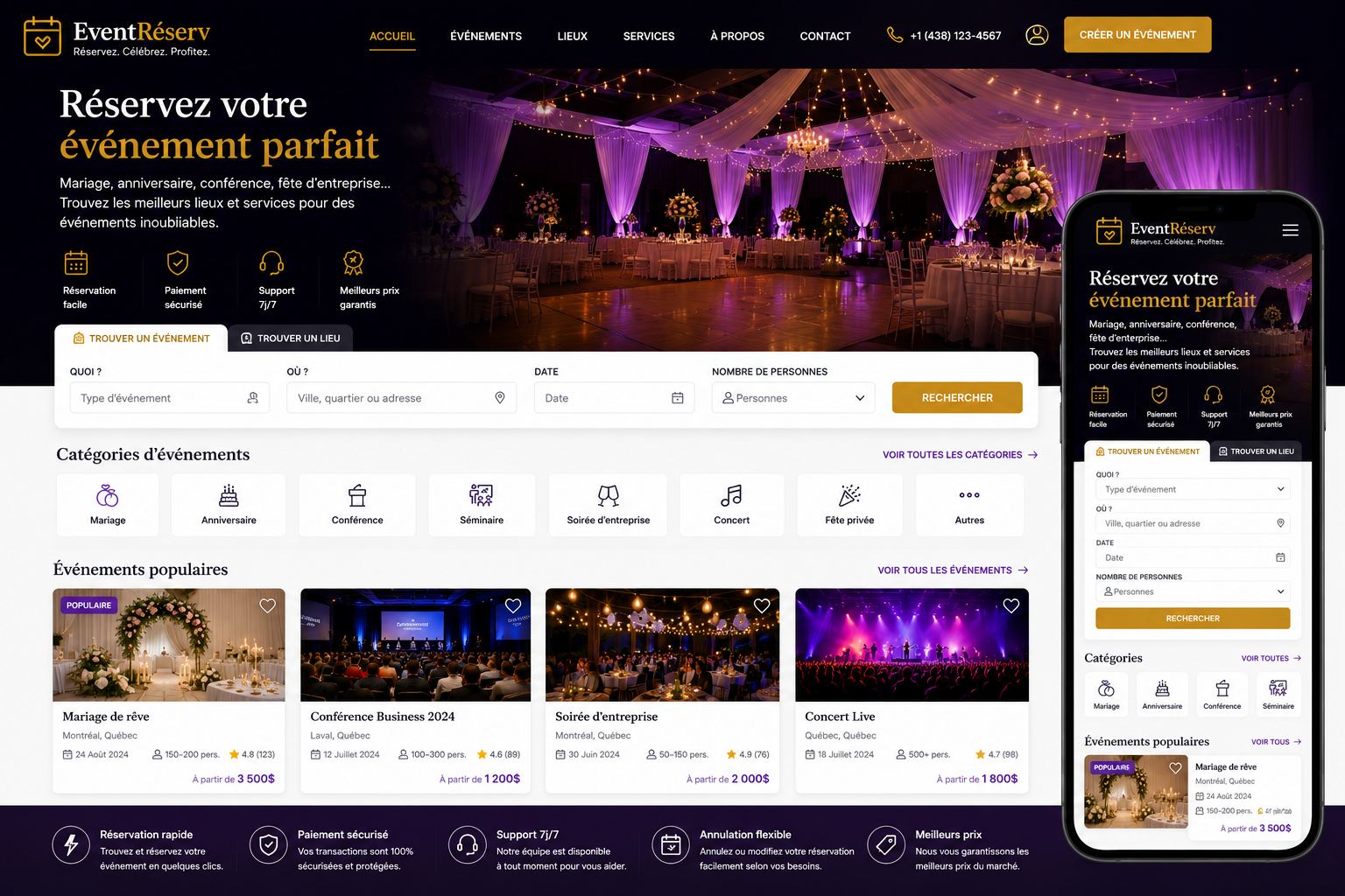 Création d’un site de réservation pour événements