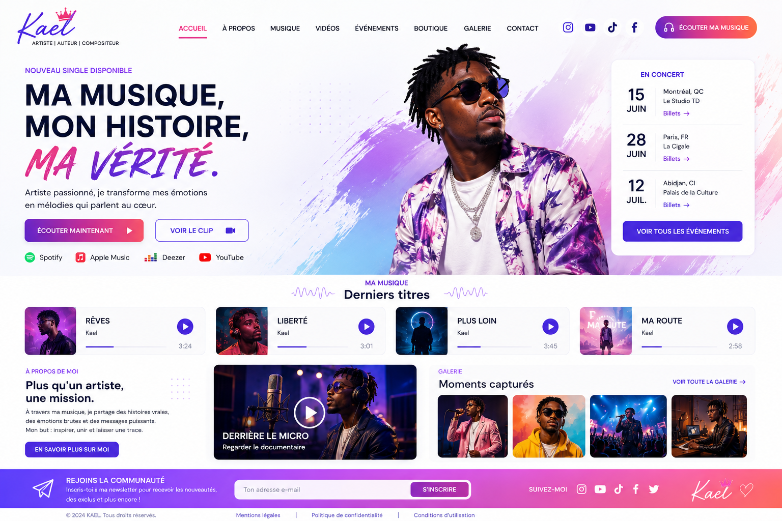 Création d’un site pour artiste