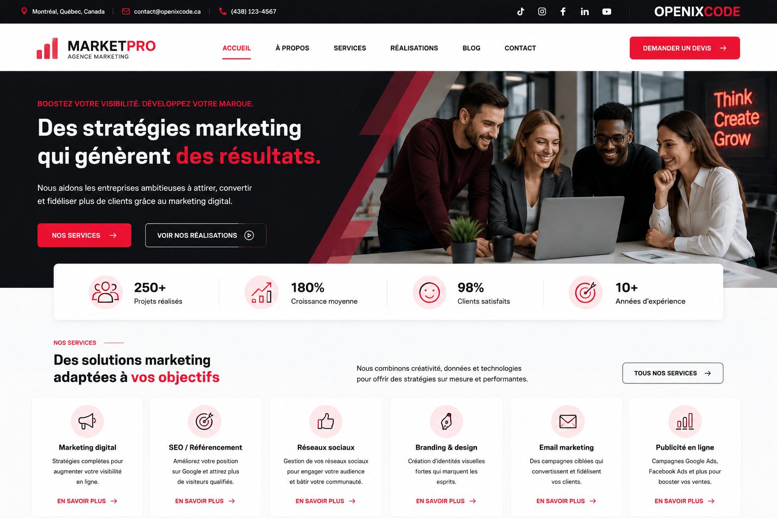 Création d’un site pour agence de marketing