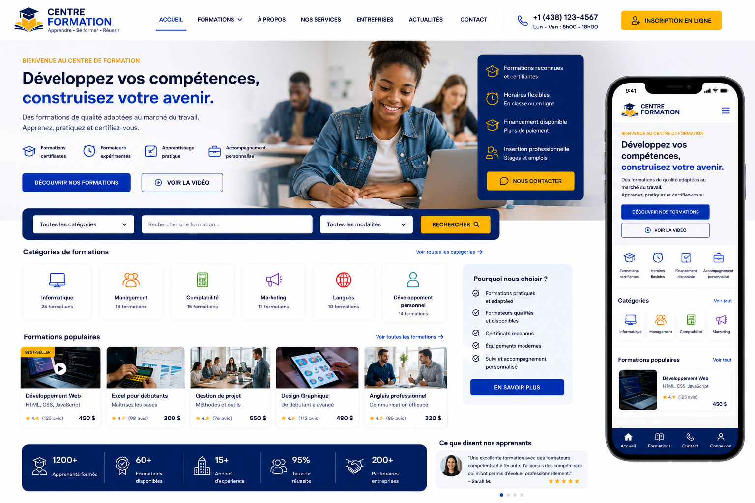 Création d’un site pour centre de formation