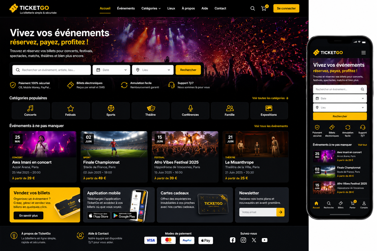 Création d’un site de billetterie