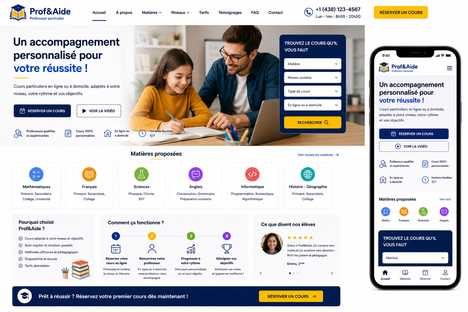 Création d’un site pour professeur particulier