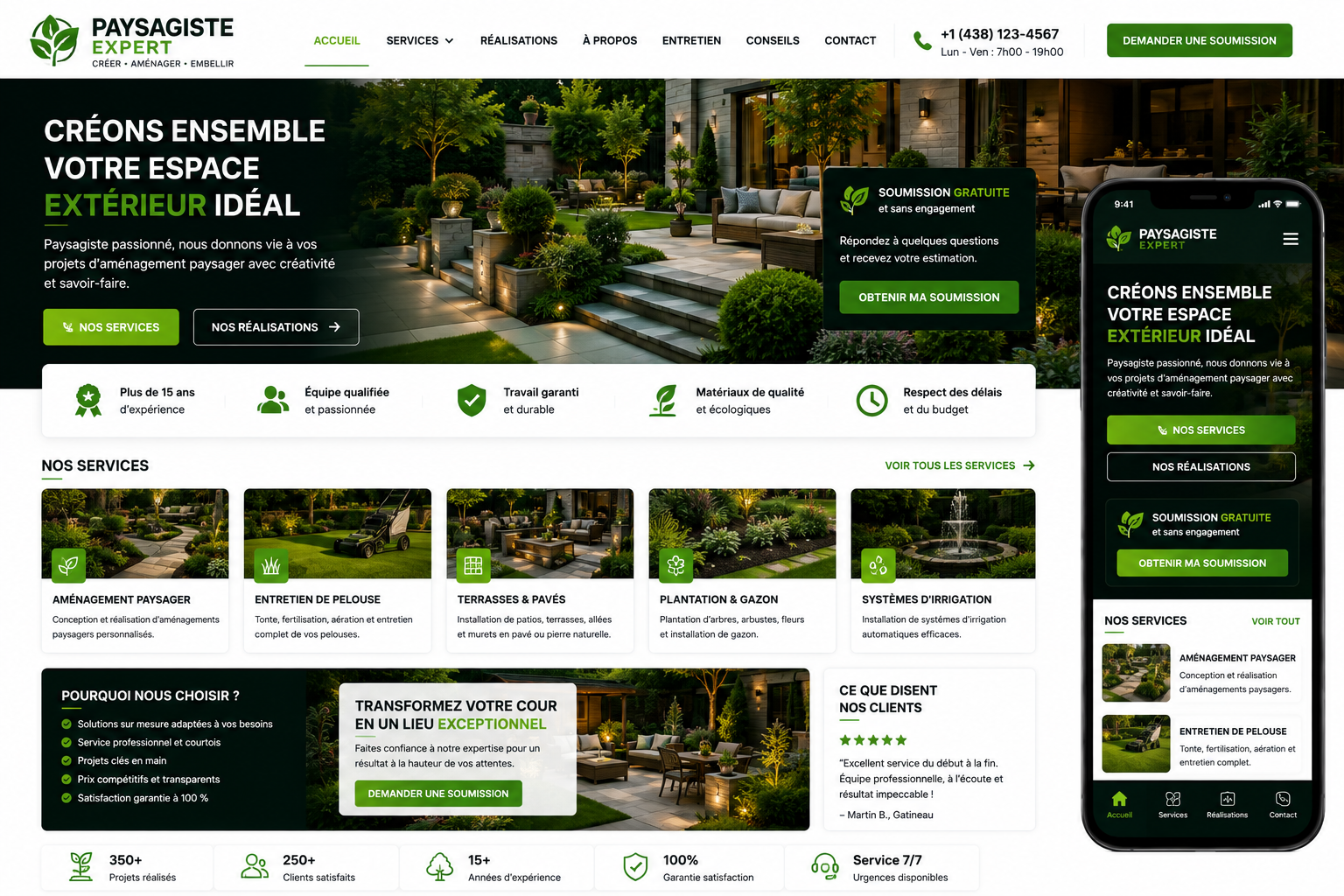 Création d’un site pour paysagiste