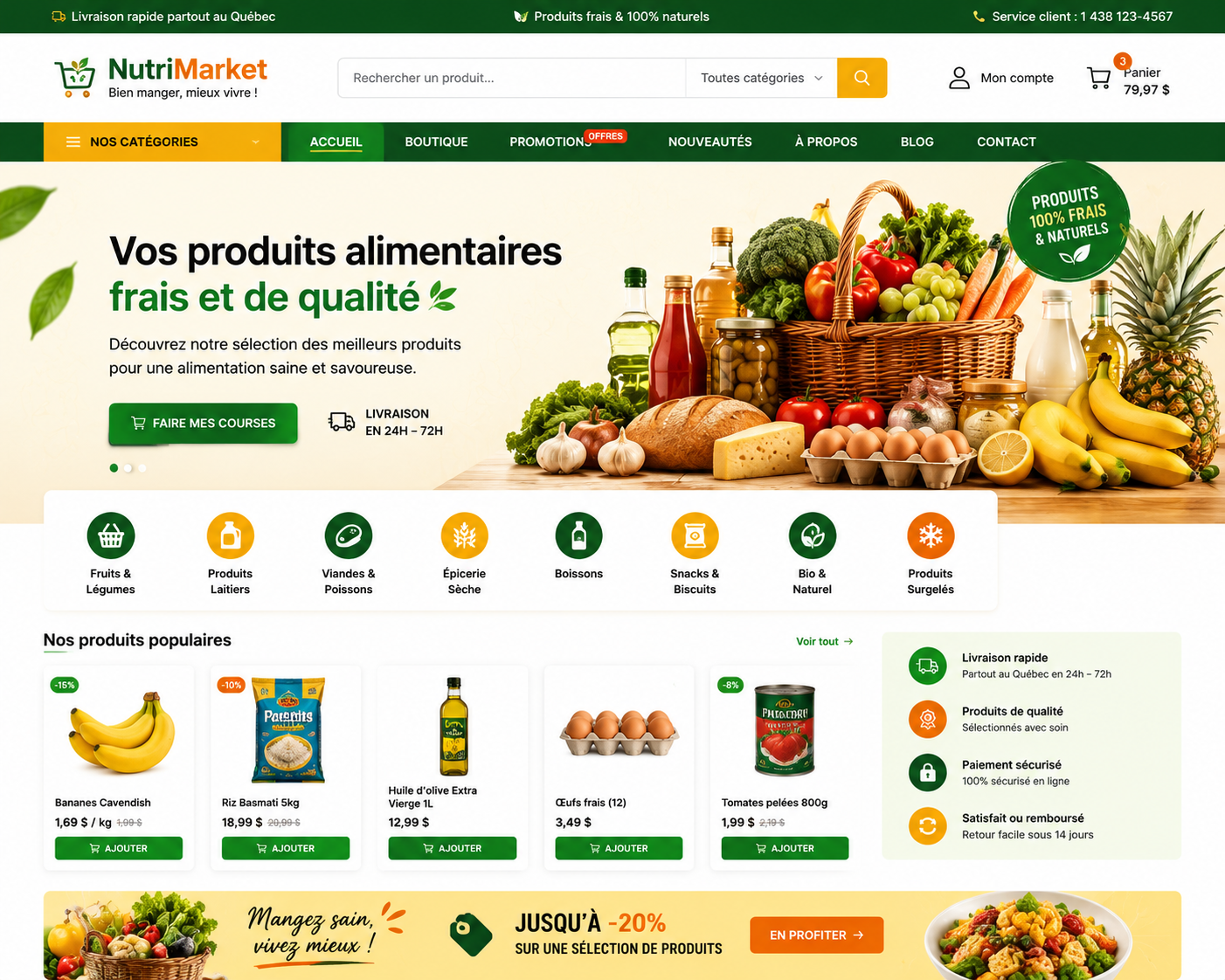 Création d’un site de vente de produits alimentaires