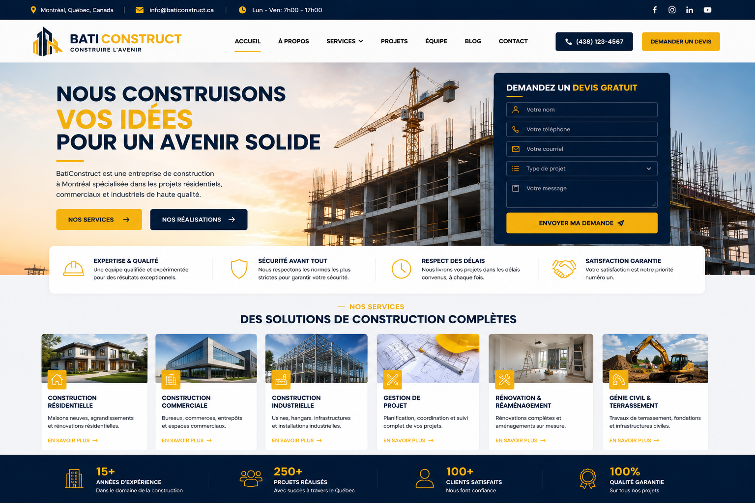 Création d’un site pour entreprise de construction