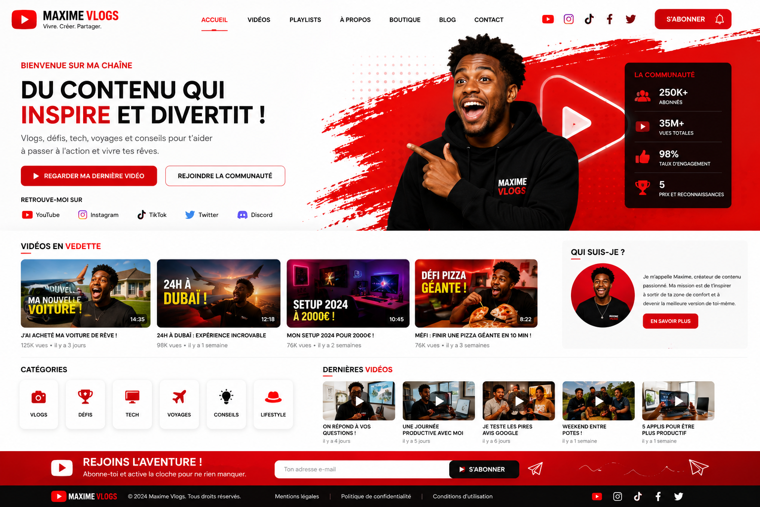 Création d’un site pour YouTubeur