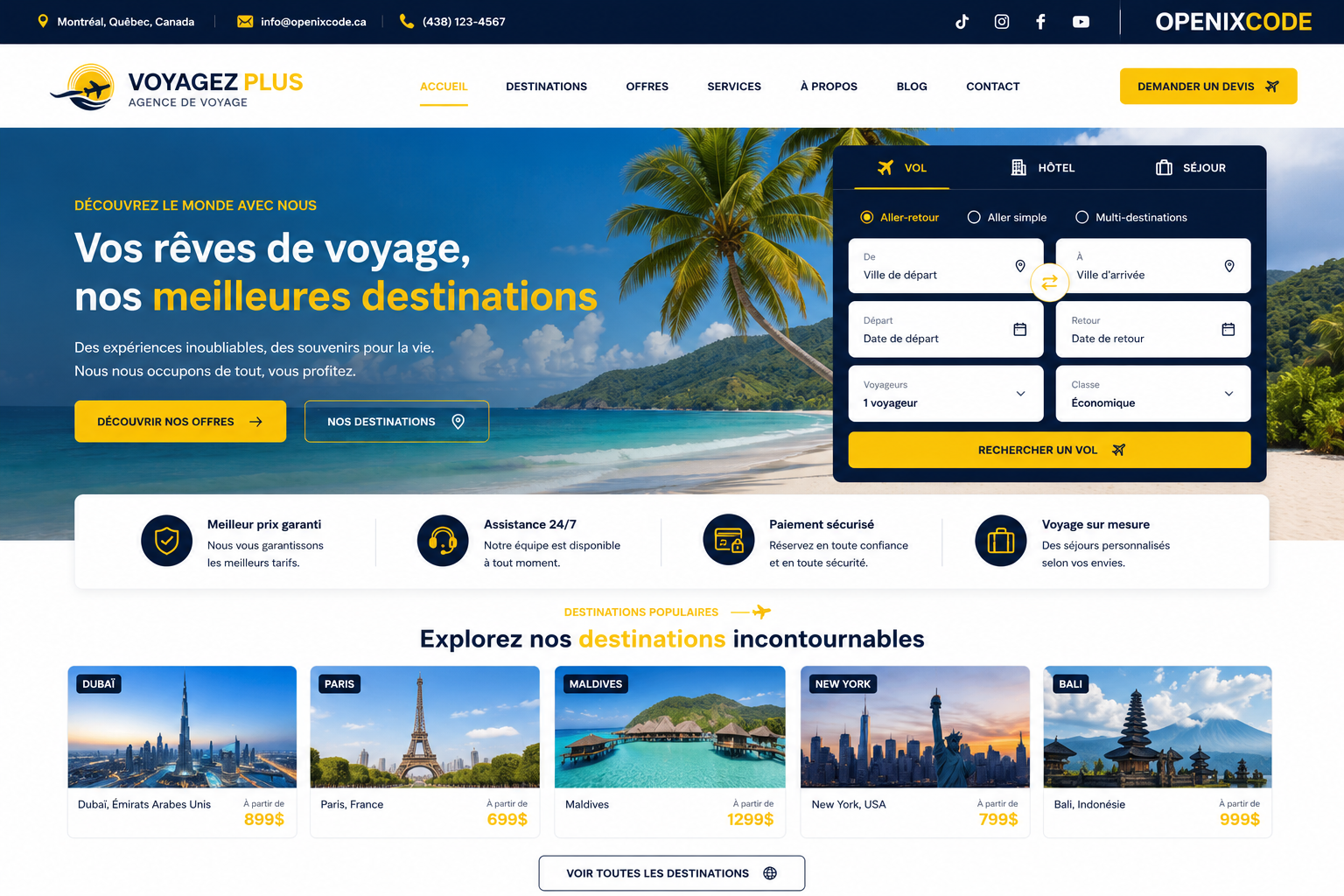 Création d’un site pour agence de voyage
