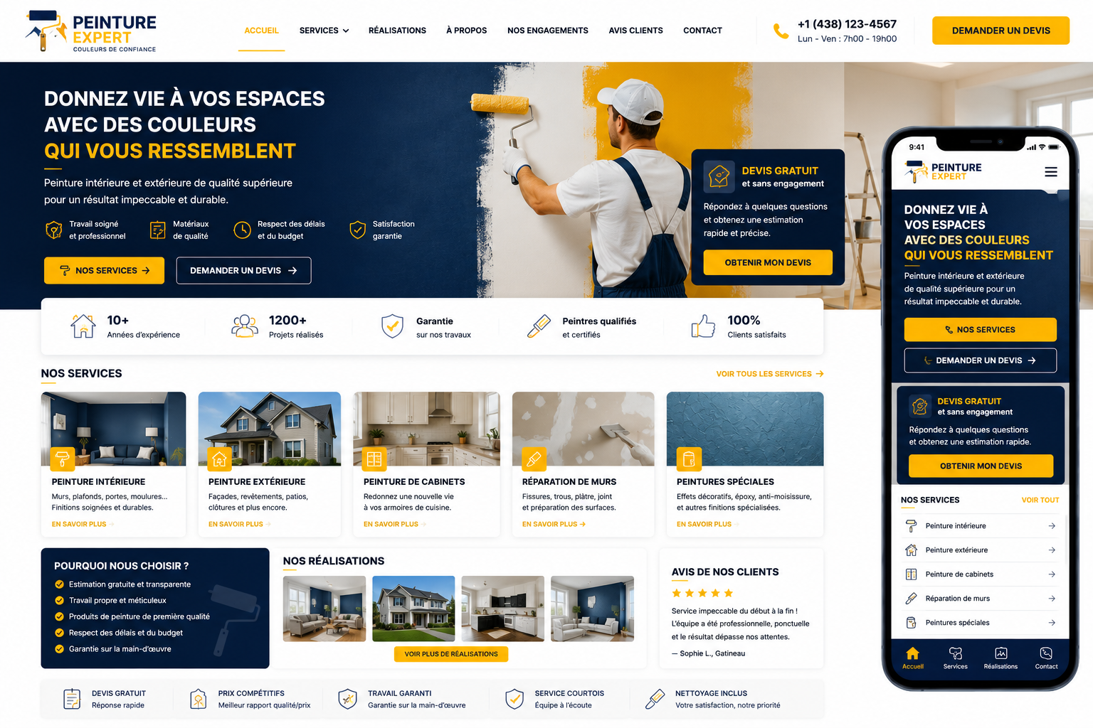 Création d’un site pour entreprise de peinture