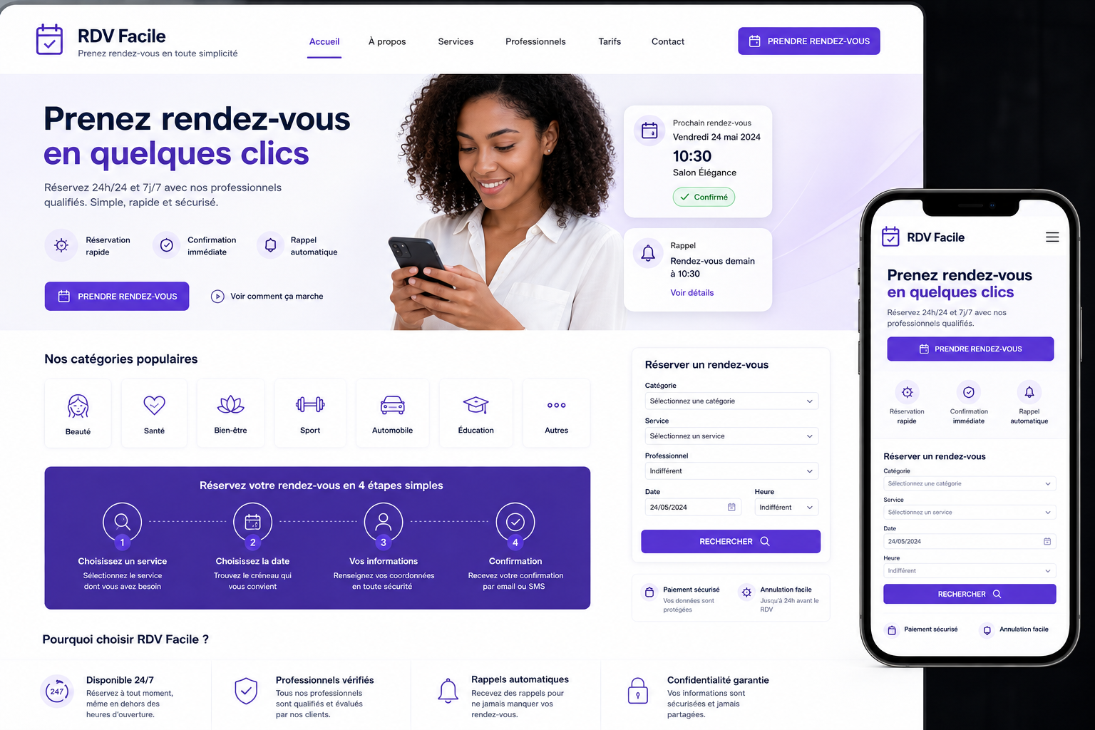 Création d’un site de prise de rendez-vous