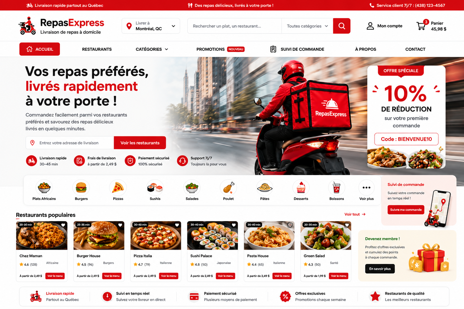 Création d’un site de livraison de repas
