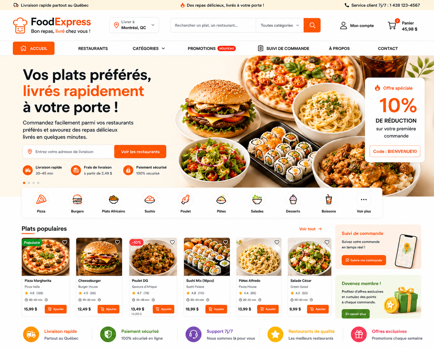 Création d’un site pour restaurant