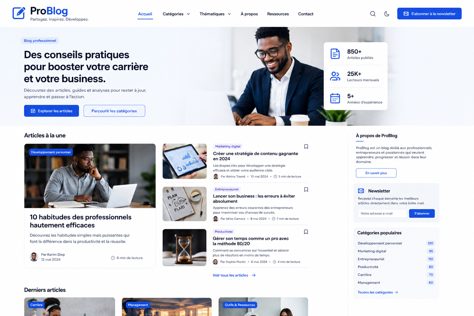 Création d’un site de blog professionnel