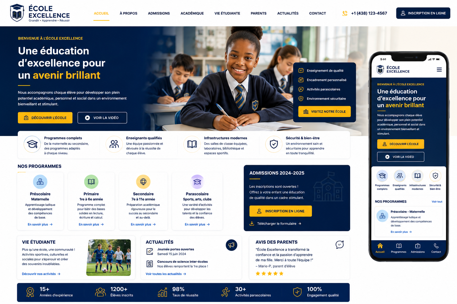 Création d’un site pour école