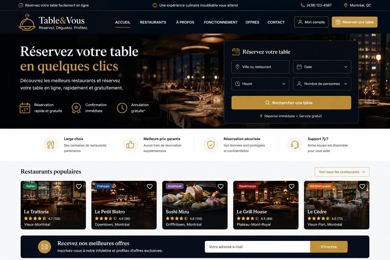 Création d’un site de réservation de tables
