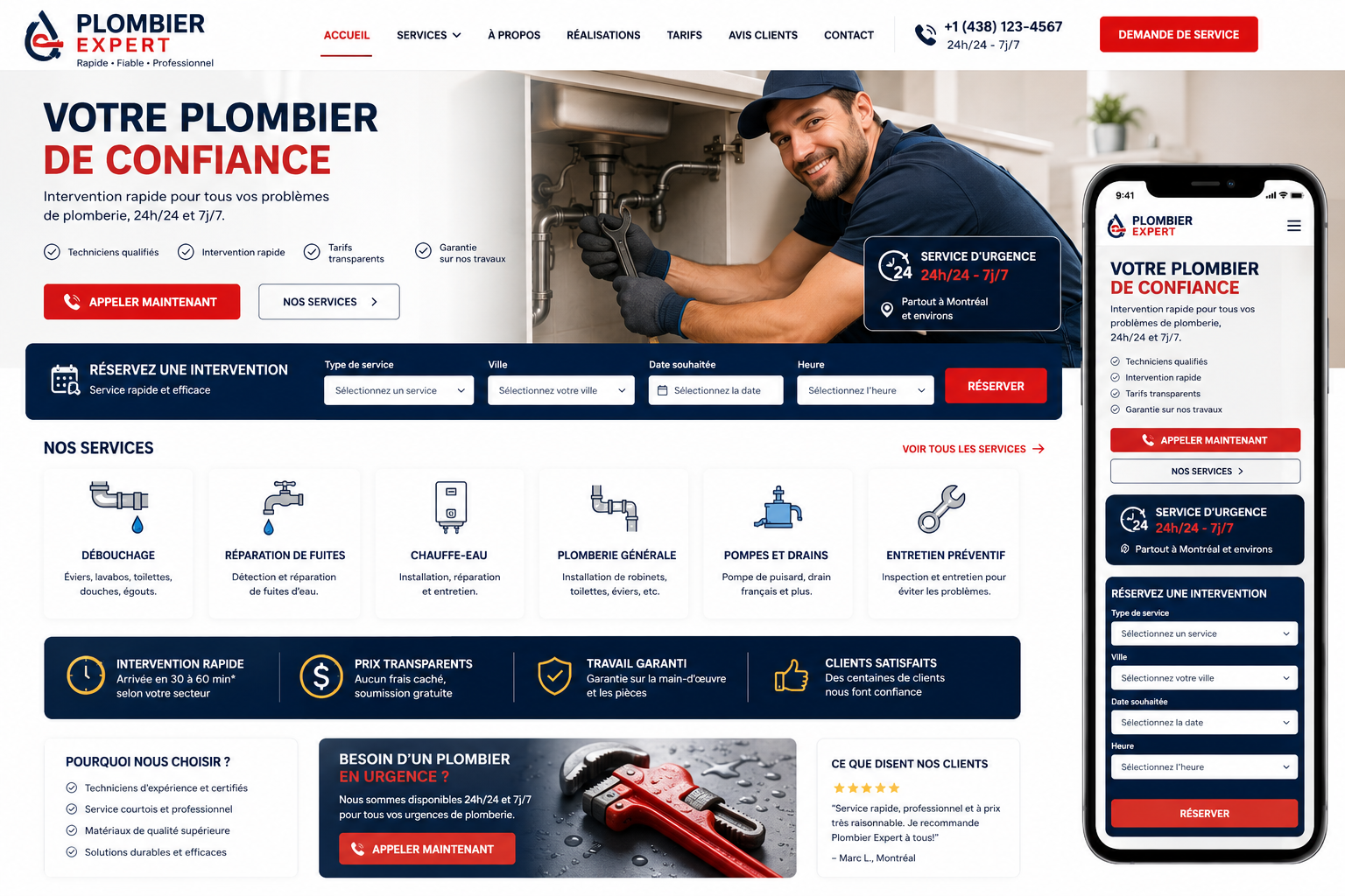 Création d’un site pour plombier