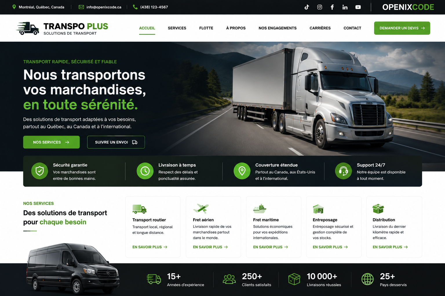 Création d’un site pour entreprise de transport