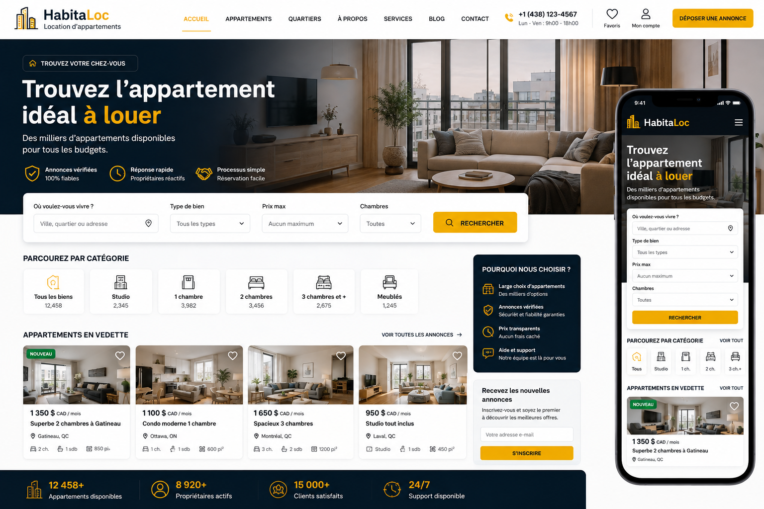 Création d’un site de location d’appartements
