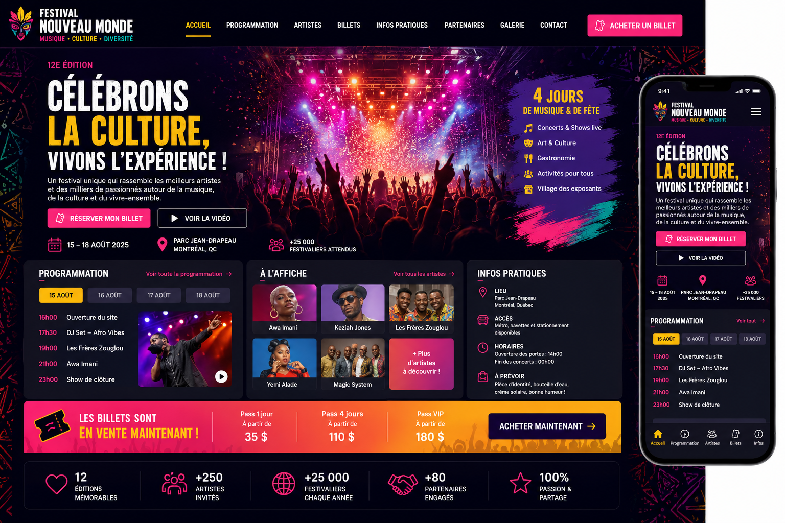 Création d’un site pour festival