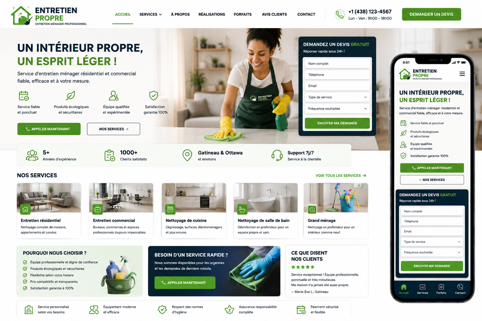 Création d’un site pour entretien ménager