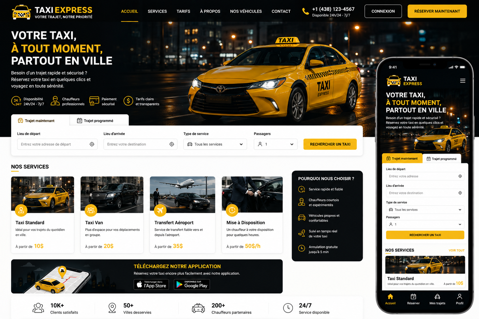 Création d’un site de taxi