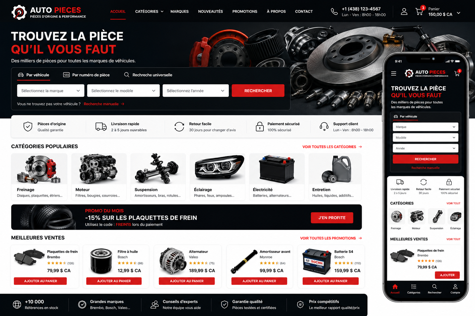 Création d’un site de pièces automobiles