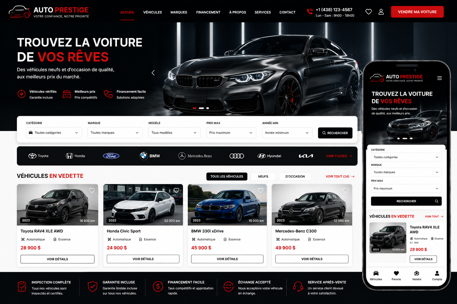 Création d’un site de vente de voitures