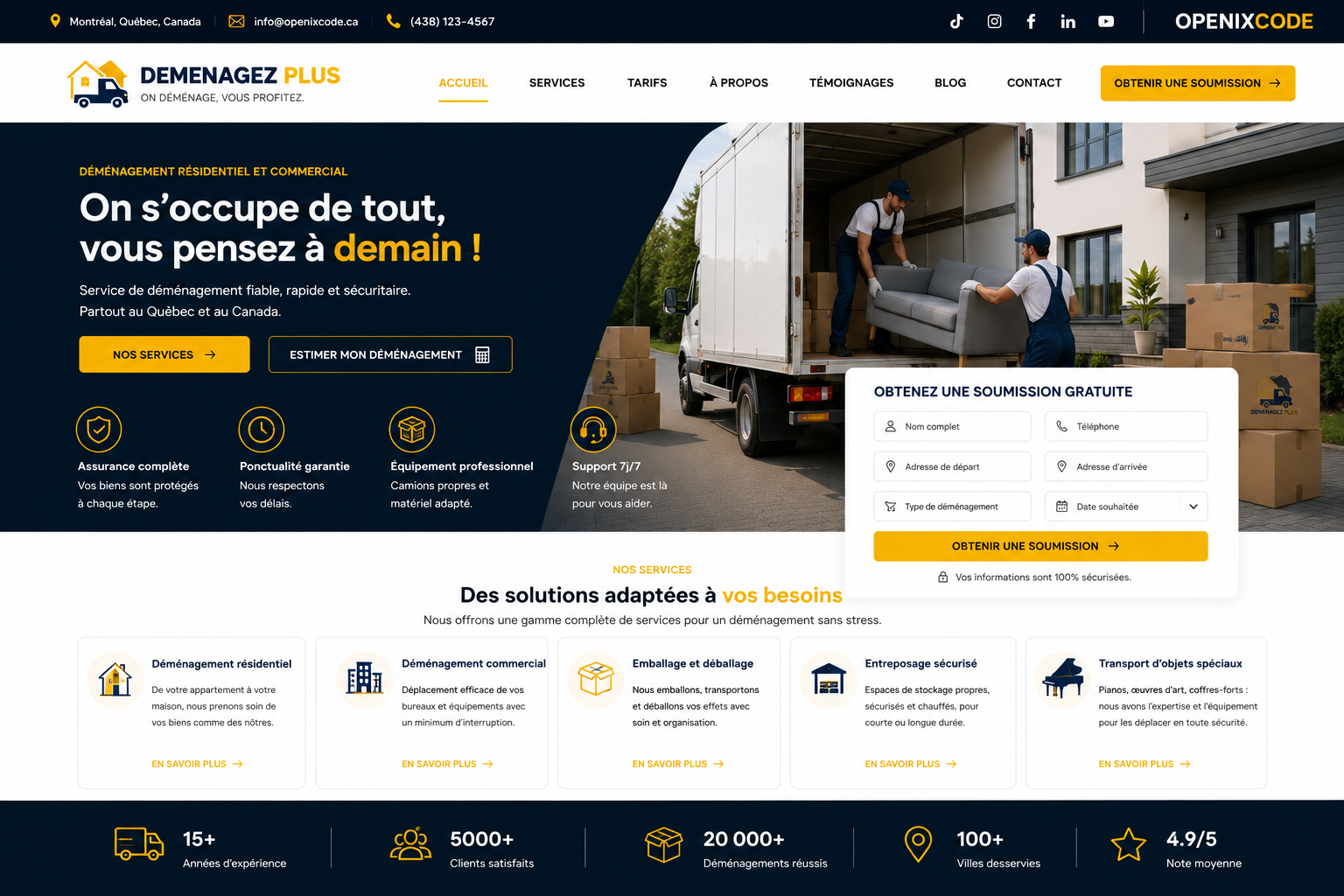 Création d’un site pour entreprise de déménagement