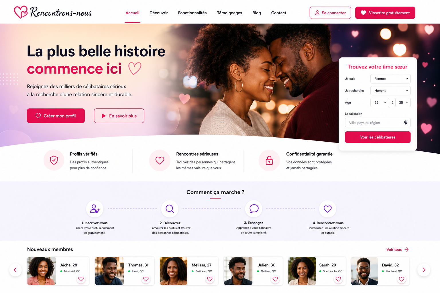 Création d’un site de rencontres