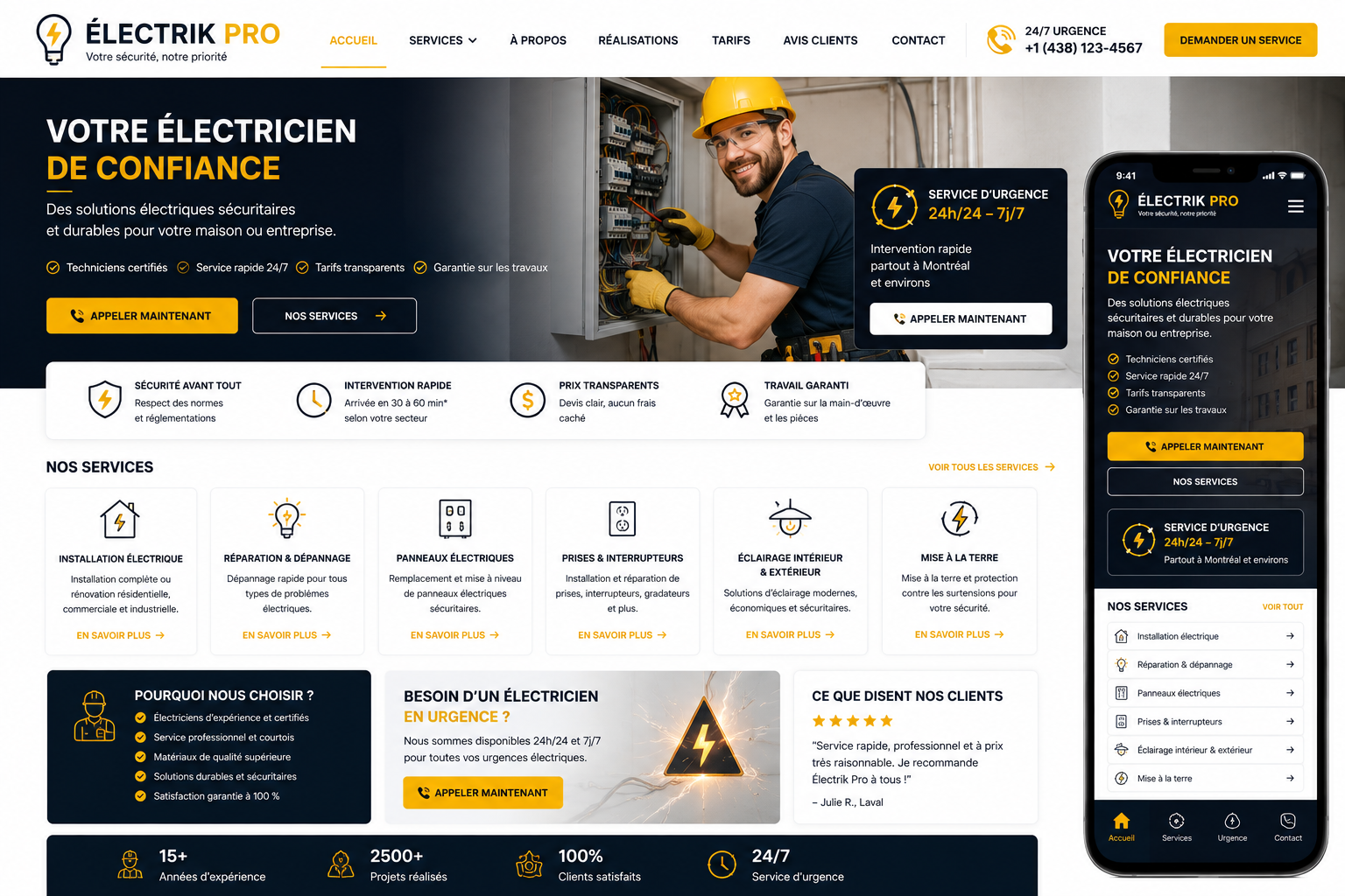Création d’un site pour électricien